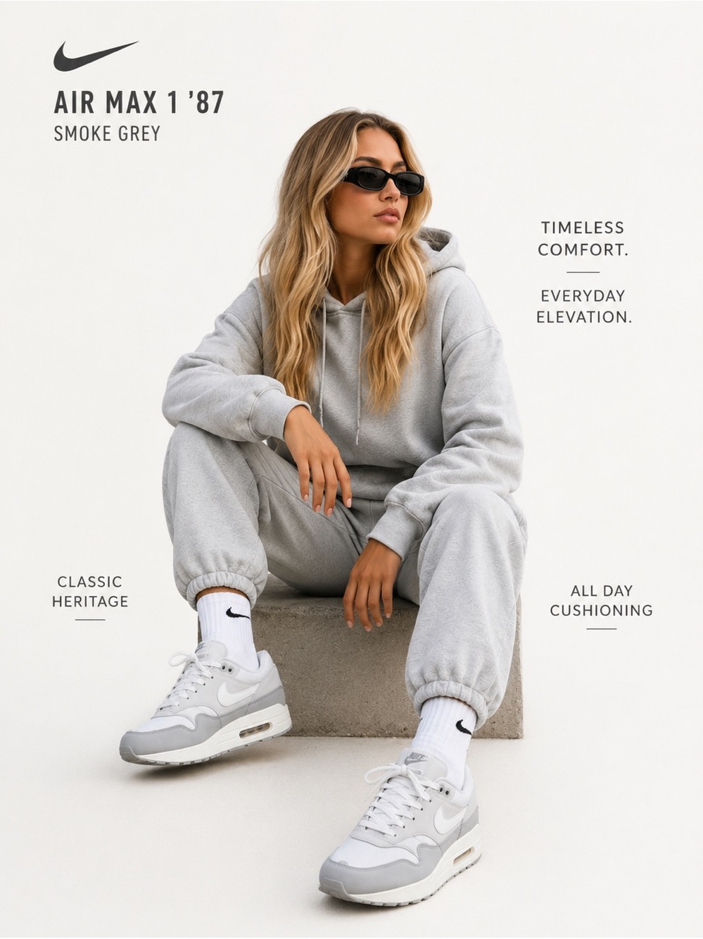 Nike Air Max 1 ’87 Smoke Grey White Sneakers Women’s Classic Retro NWT 7.5